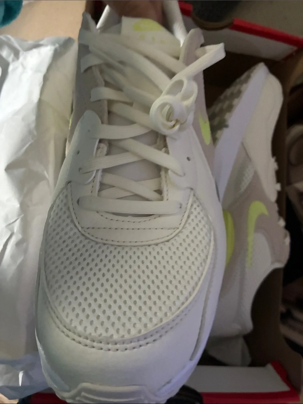 Nike Air Max White with Neon Yellow Accents Brand new Size 8.5 W
